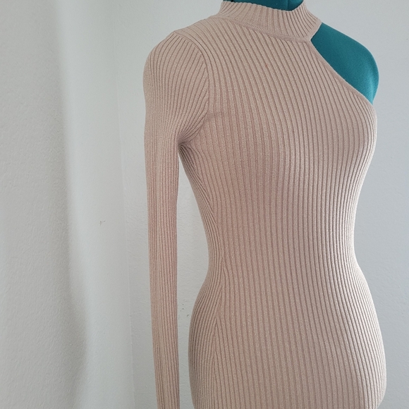 Privy One Shoulder Brown Tan Bodycon Women’s Dress Size Small - Picture 3 of 9